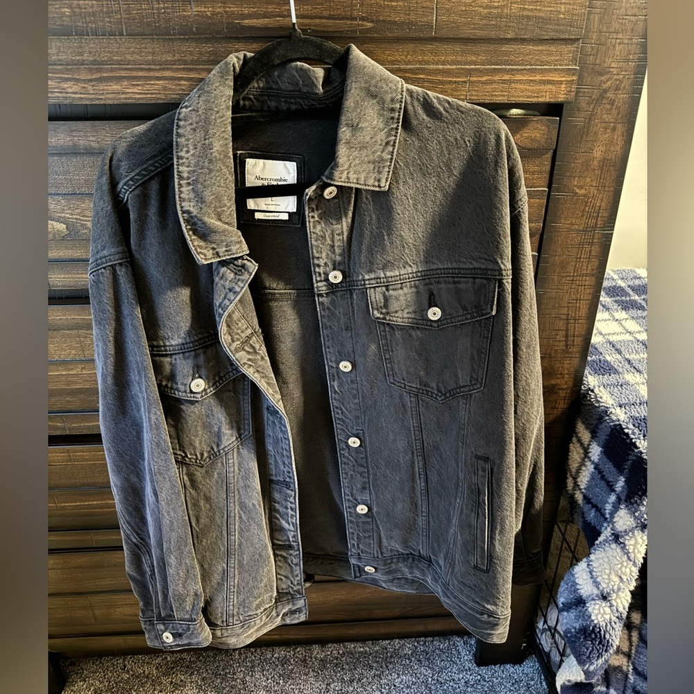 Abercrombie Oversized Fit Black Denim Jacket